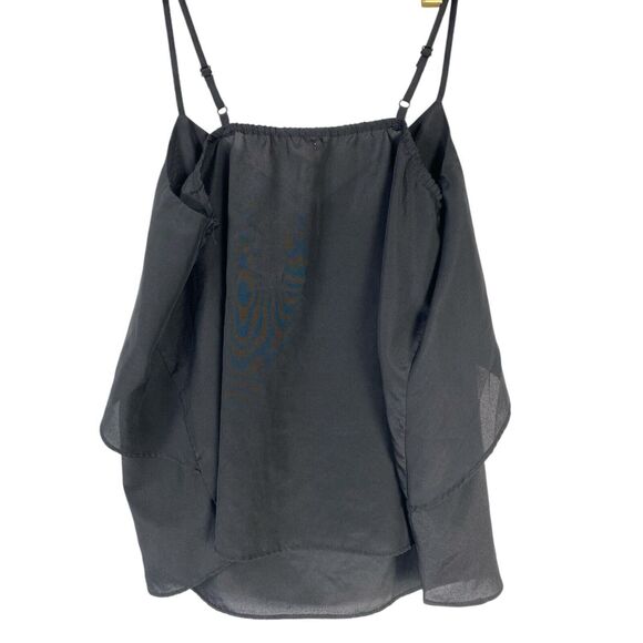 Cherry Lane Women's Black Sleeveless Flowy Tank Top Size 10 Casual 615 - Picture 5 of 8